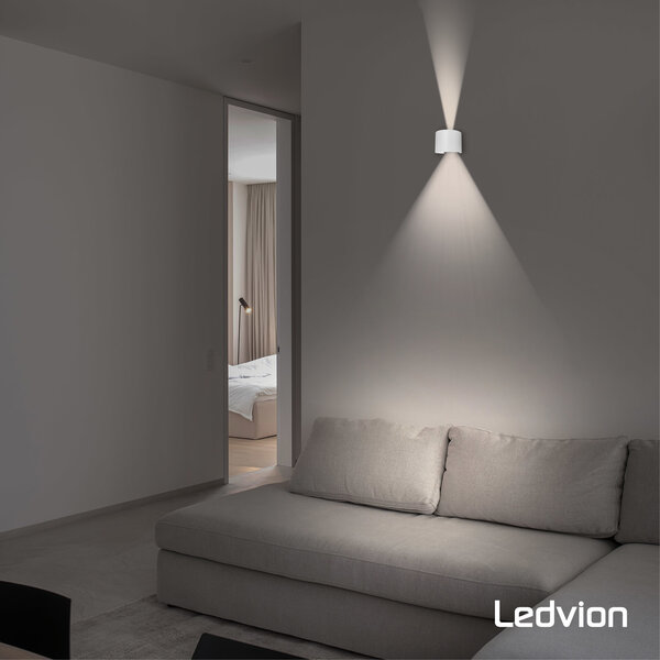 Ledvion LED Applique Murale LED Ronde Blanc - Up Down - Luminosité réglable - 3000K - 7W