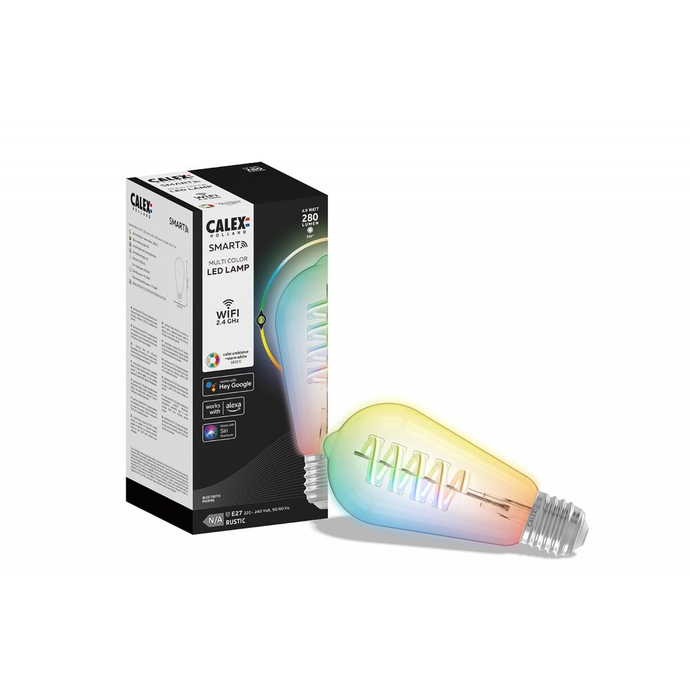 Calex Smart RGB+1800K E27 Ampoule LED Filament - Wifi - Dimmable