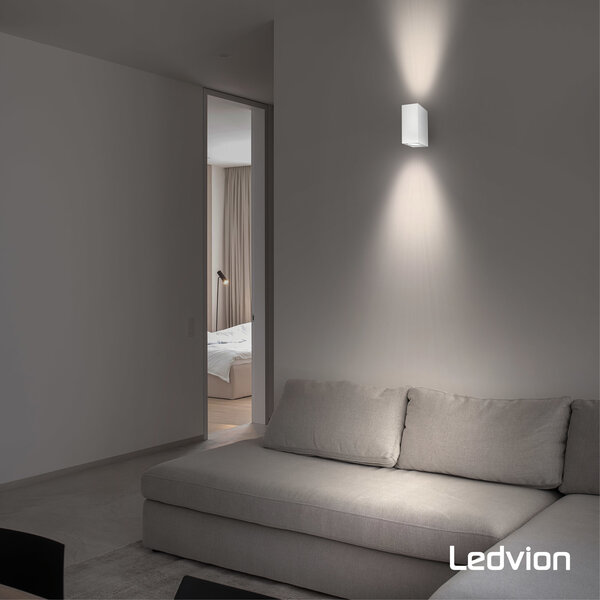 Ledvion Applique murale extérieure – Cube - Blanc – Deux faces