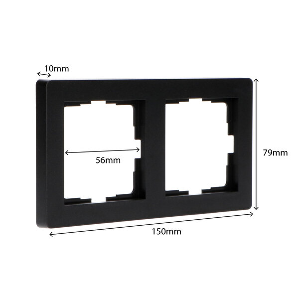 Lampesonline Plaque pour Prise - Double - Plaques de recouvrement - 55x55mm - Noir