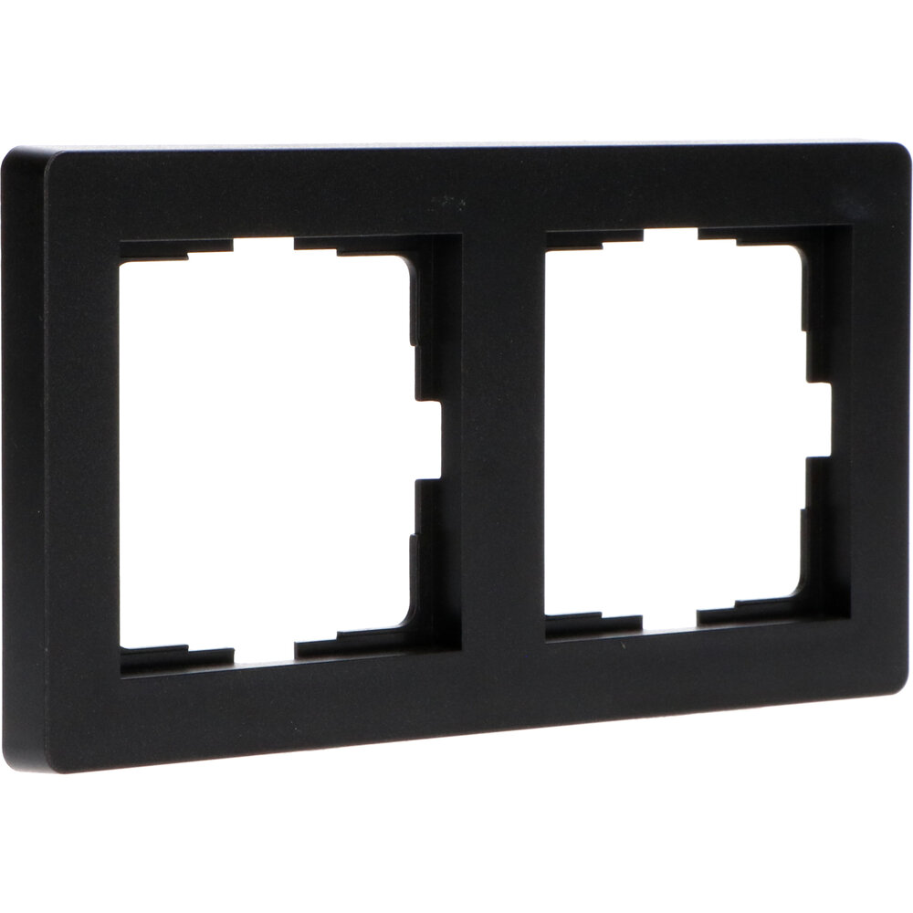 Lampesonline Plaque pour Prise - Double - Plaques de recouvrement - 55x55mm - Noir