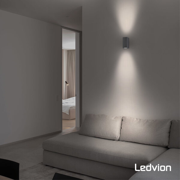 Ledvion Applique Murale LED - Cube Anthracite - Deux Faces