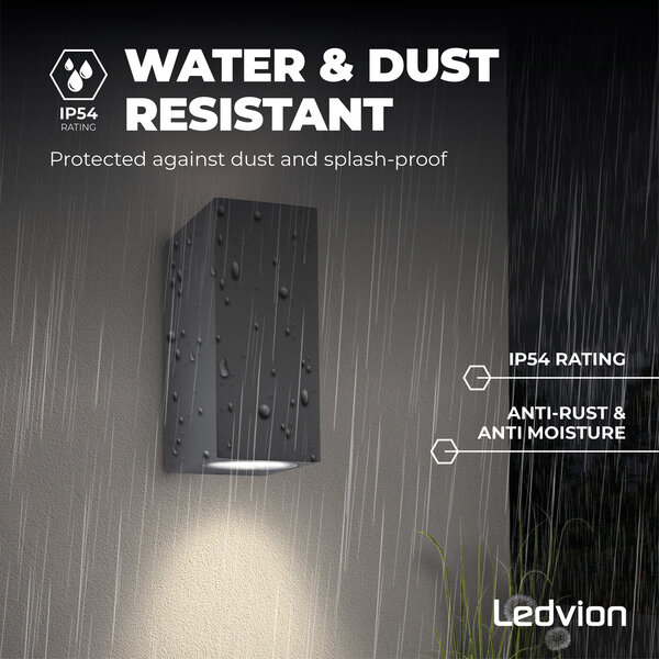 Ledvion Applique Murale LED - Cube Anthracite - Deux Faces
