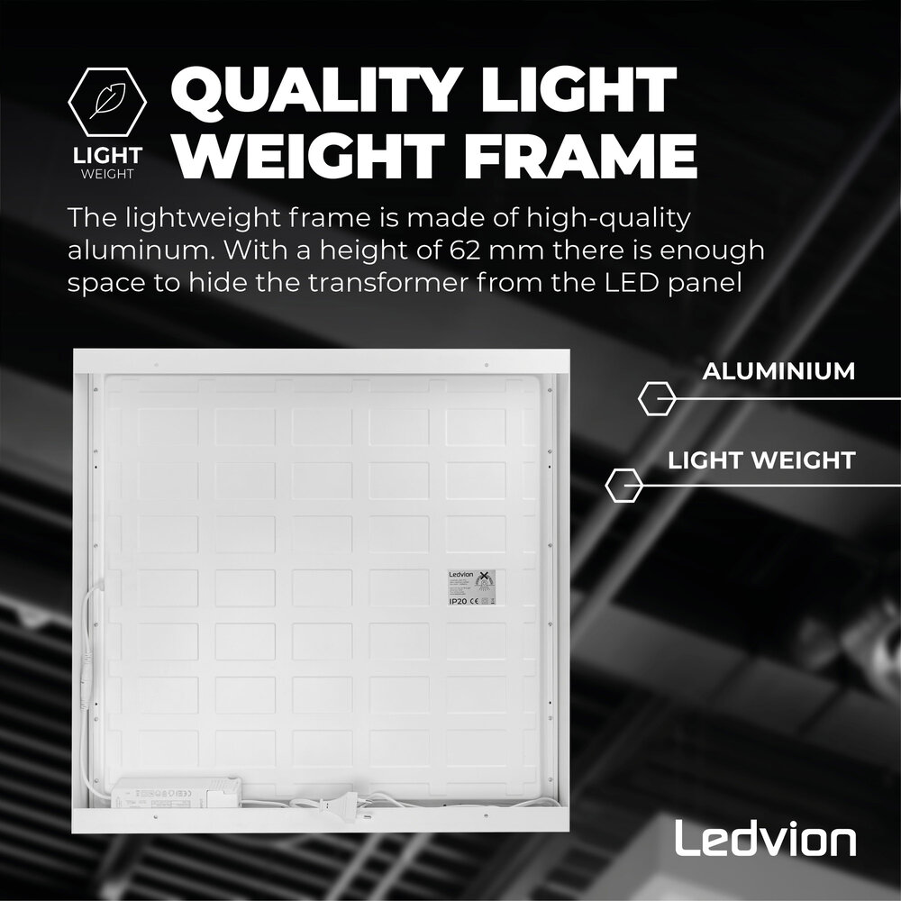 Ledvion Kit de montage Panneau lumineux LED - Aluminium – 60 x 60