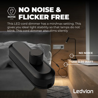 Ledvion Variateur Commutateur LED - Noir - 0-50 Watt - 220-240 V - Phase Cut