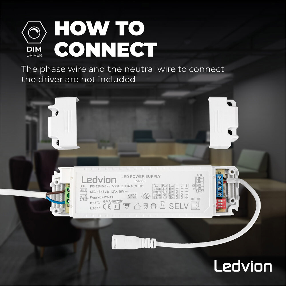Ledvion Driver LED dimmable pour panneaux LED - 0-10V