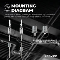 Jeu de câbles pour fixation de panneau LED - Adapté à une longueur de panneau jusqu'à 150 cm Ledvion Jeu de câbles pour fixation de panneau LED - Adapté à une longueur de panneau jusqu'à 150 cm