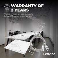 Jeu de câbles pour fixation de panneau LED - Adapté à une longueur de panneau jusqu'à 150 cm Ledvion Jeu de câbles pour fixation de panneau LED - Adapté à une longueur de panneau jusqu'à 150 cm