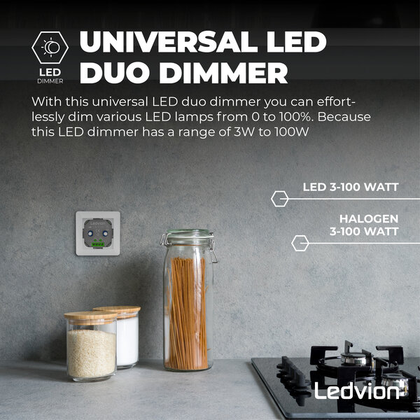 Ledvion LED Duo Variateur 2x 3-100 Watt - 220-240V - à découpage de phase
