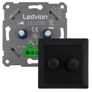 Ledvion LED Duo Variateur 2x 3-100 Watt - 220-240V - à découpage de phase - complète LED Duo Variateur 2x 3-100 Watt - 220-240V - à découpage de phase - complète