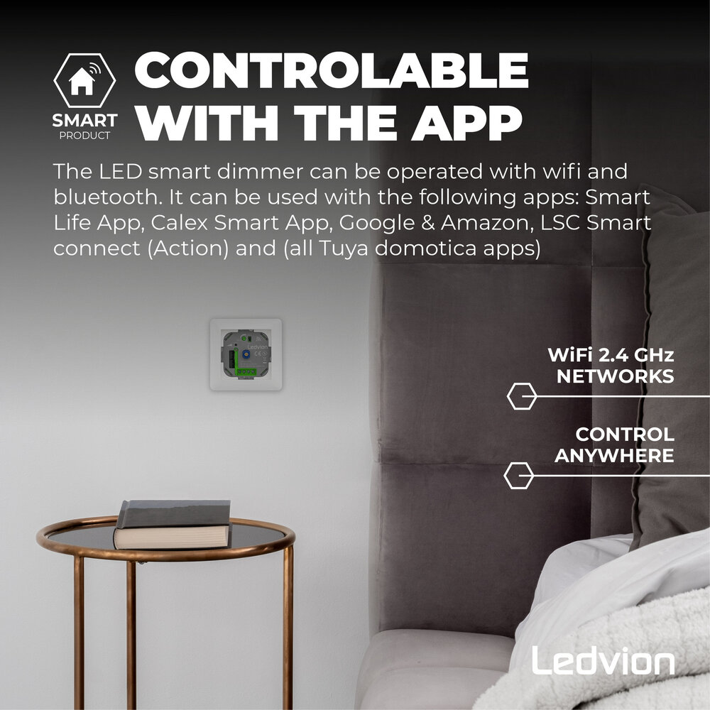 Ledvion Smart WIFI Variateur LED 5-250 Watt - phase on et phase off - complète