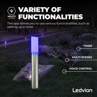 Smart Lampes de Jardin - RGB - IP44 - Éclairage intelligent - Inox Ledvion Smart Lampes de Jardin - RGB - IP44 - Éclairage intelligent - Inox