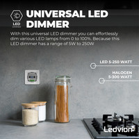 Ledvion 2 x LED Variateur Interrupteur inverseur >2 variateurs, 1 point lumineux 5-250 Watt 220-240V - à coupure de phase - Universel