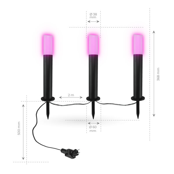 Ledvion Smart Lampes de Jardin WiFi connectée - RGB+3000K - IP44 - Éclairage intelligent - Noir