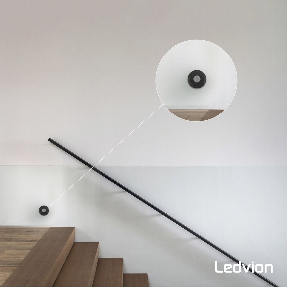 Ledvion Détecteur de Mouvement – Noir – 360 degrés – Capteur jour / nuit – Portée 8 m