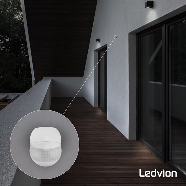 Ledvion Détecteur de Mouvement – Blanc – 360 degrés – Capteur jour / nuit –  Portée 20 m – Max 400 W - IP65