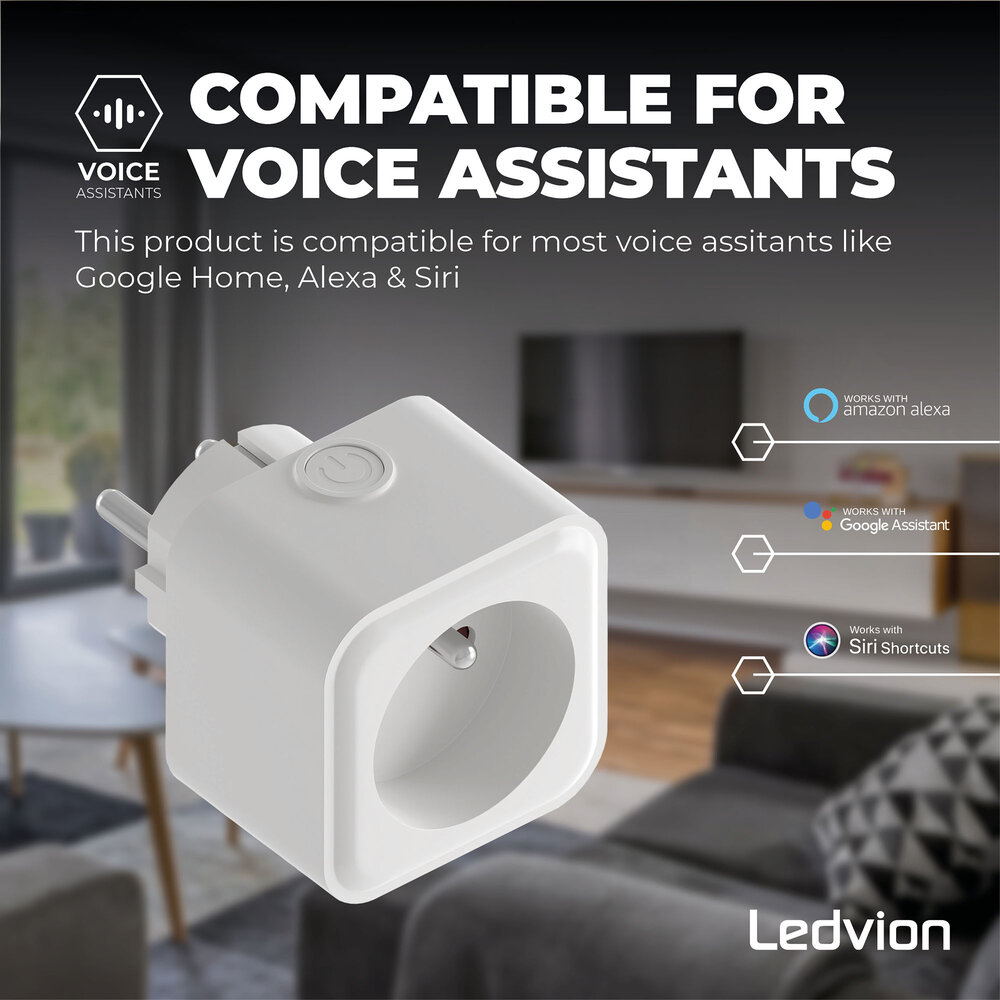 Ledvion Prise Wifi BE/FR - Prise connectée WiFi - 3 pièces