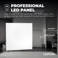 Ledvion Lumileds Panneau LED 60x60 - 40W - 3000K - 100 lm/W - 5 Années Garantie