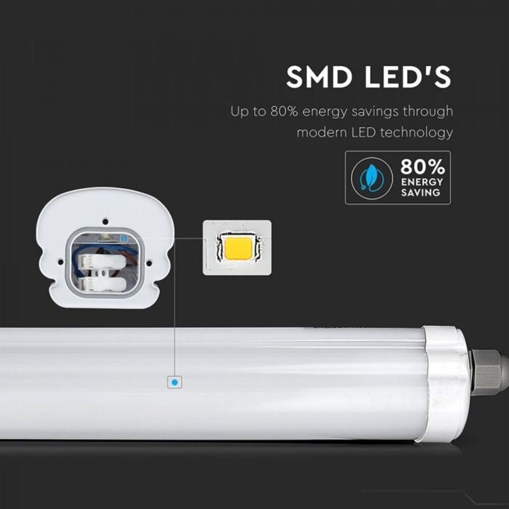 V-TAC 3x Réglette LED étanche 120 cm - 36W - 4320 Lumen - 4000K - Raccordable