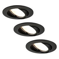 Ledvion Spot Encastrable LED - Dimmable - Noir - Amsterdam - 5W - 2700K - Ø82mm - 3 pièces