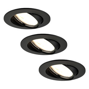 Ledvion Spot Encastrable LED - Dimmable - Noir - Amsterdam - 5W - 2700K - Ø82mm - 3 pièces Spot Encastrable LED - Dimmable - Noir - Amsterdam - 5W - 2700K - Ø82mm - 3 pièces