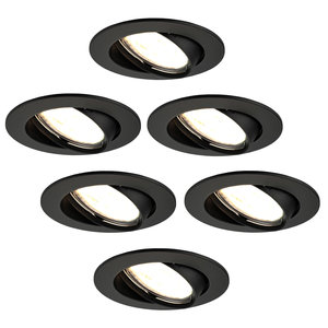 Ledvion Spot Encastrable LED - Dimmable - Noir - Amsterdam - 5W - 2700K - Ø82mm - 6 pièces Spot Encastrable LED - Dimmable - Noir - Amsterdam - 5W - 2700K - Ø82mm - 6 pièces