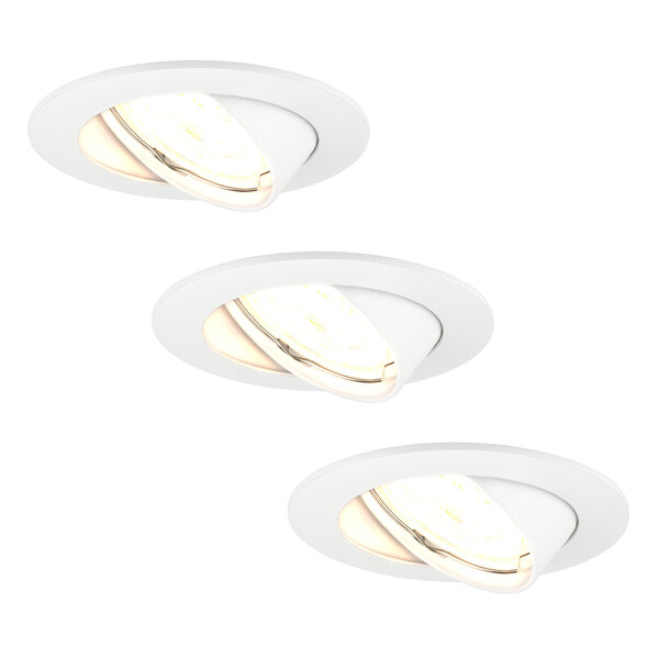 Ledvion Spot Encastrable LED - Dimmable - Blanc - Amsterdam - 5W - 2700K - Ø82mm - 3 pièces