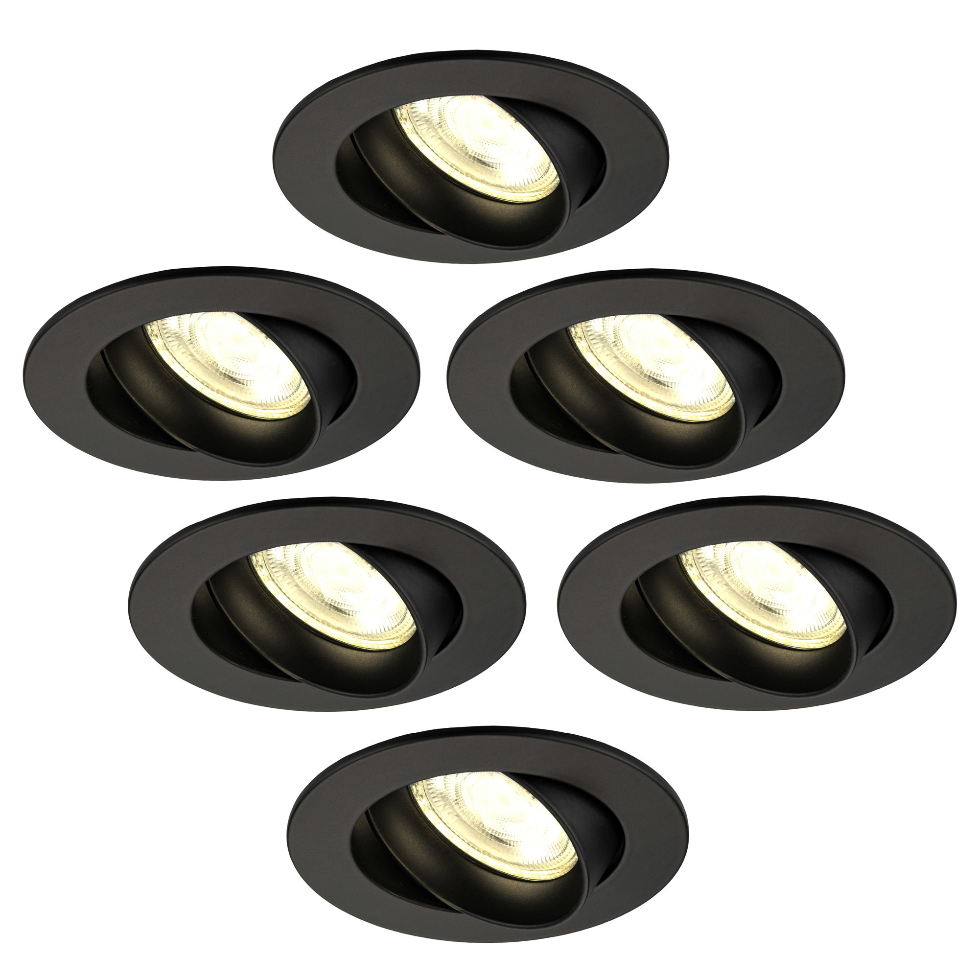 10 Spots Led encastrables extra plats noirs mats équipés LED 5W