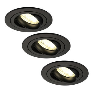 Ledvion Spot Encastrable LED - Dimmable - Noir - Tokyo - 5W - 2700K - Ø92mm - 3 pièces Spot Encastrable LED - Dimmable - Noir - Tokyo - 5W - 2700K - Ø92mm - 3 pièces