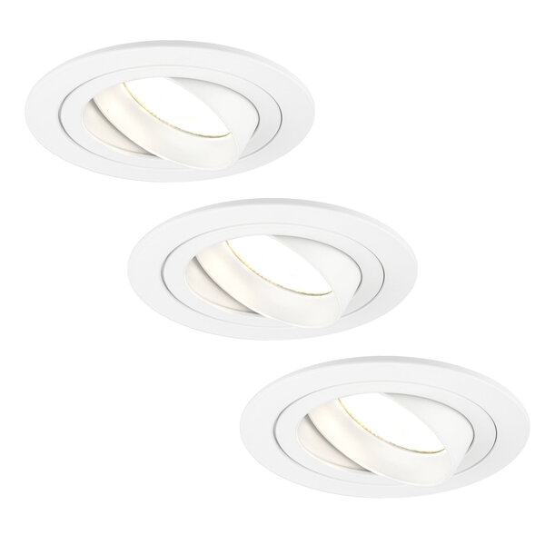 Ledvion Spot Encastrable LED - Dimmable - Blanc - Tokyo - 5W - 2700K - Ø92mm - 3 pièces