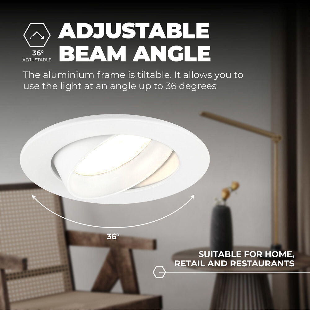 Ledvion Spot Encastrable LED - Dimmable - Blanc - Rio - 5W - 2700K - Ø85mm - 3 pièces