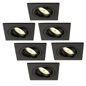 Ledvion Spot Encastrable LED - Dimmable - Noir - Sevilla - 5W - 2700K - 92mm - Carré - 6 pièces Spot Encastrable LED - Dimmable - Noir - Sevilla - 5W - 2700K - 92mm - Carré - 6 pièces