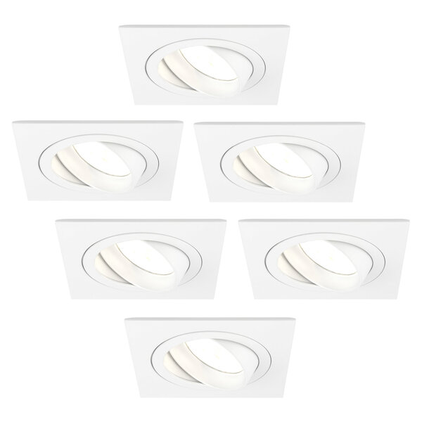 Ledvion Spot Encastrable LED - Dimmable - Blanc - Sevilla - 5W - 2700K - 92mm - Carré - 6 pièces