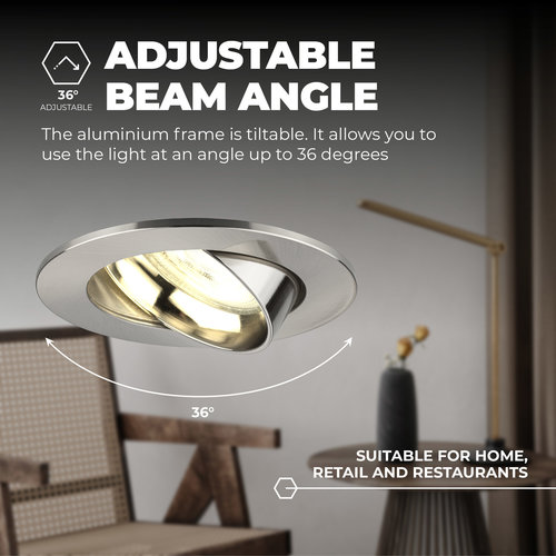 Ledvion Spot Encastrable LED - Dimmable - Inox - Rio - 5W - 2700K - Ø85mm - 3 pièces