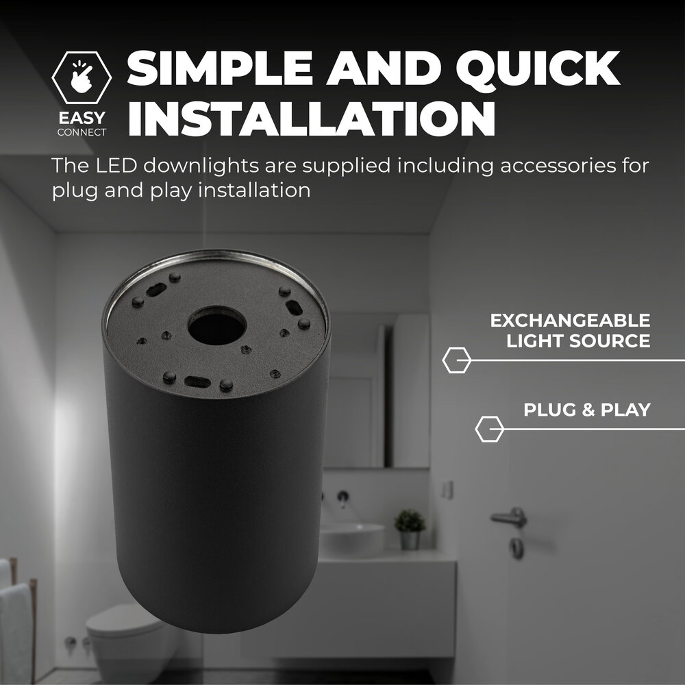 Ledvion Spot LED Dimmable  - Rond - Noir - 3W - 2700K - Inclinable - IP20