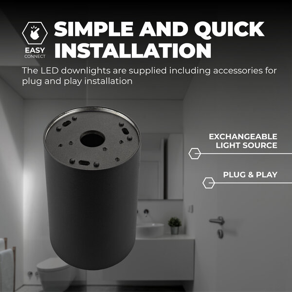 Ledvion Spot LED Dimmable  - Rond - Noir - 3W - 2700K - Inclinable - IP20