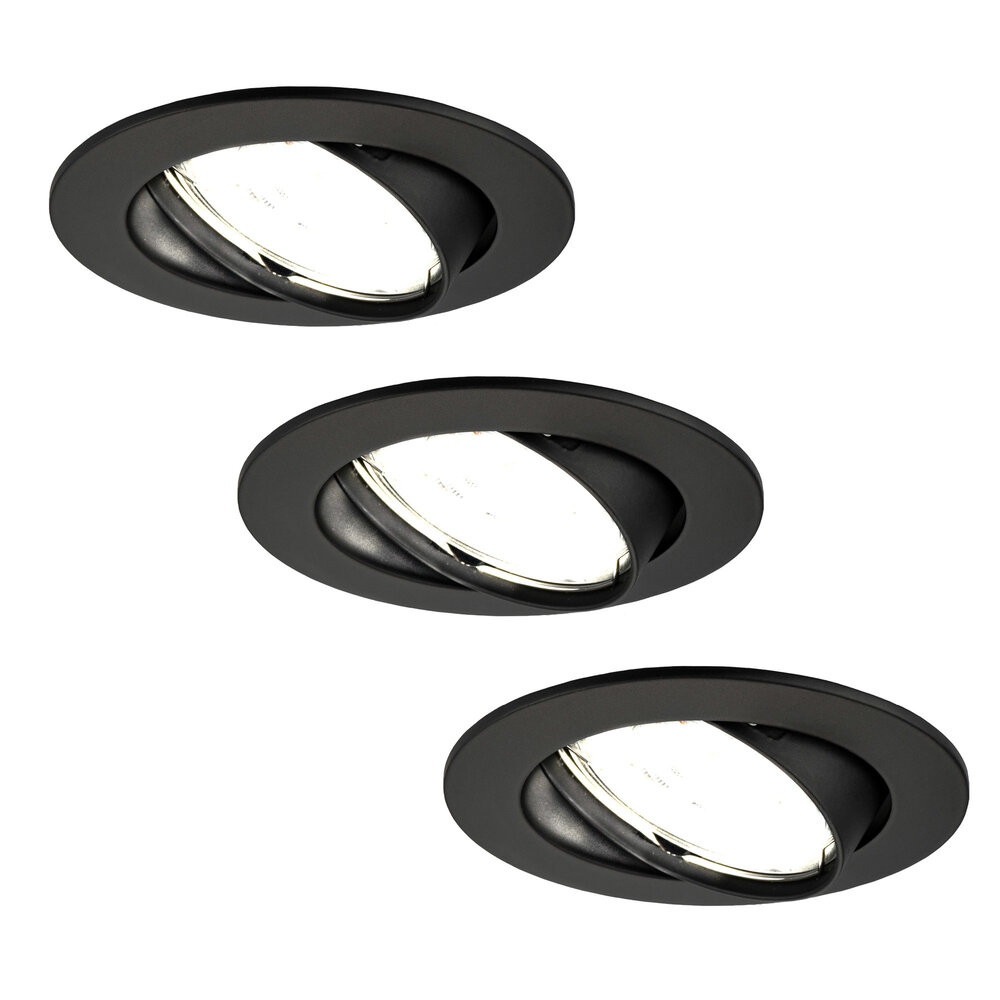 Ledvion Spot Encastrable LED - Dimmable - Noir - Amsterdam - 5W - 4000K - Ø82mm - 3 pièces