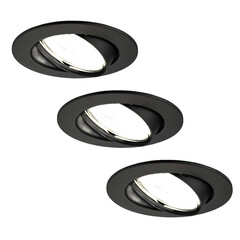 Spot Encastrable LED - Dimmable - Noir - Amsterdam - 5W - 4000K - Ø82mm - 3 pièces