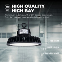 Ledvion High Bay LED 150W - Philips Driver - 120° - 175lm/W - 6500K - IP65 - Dimmable