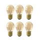 6x Ampoule LED E27 Filament -  1W - 2100K - 50 Lumen - Or