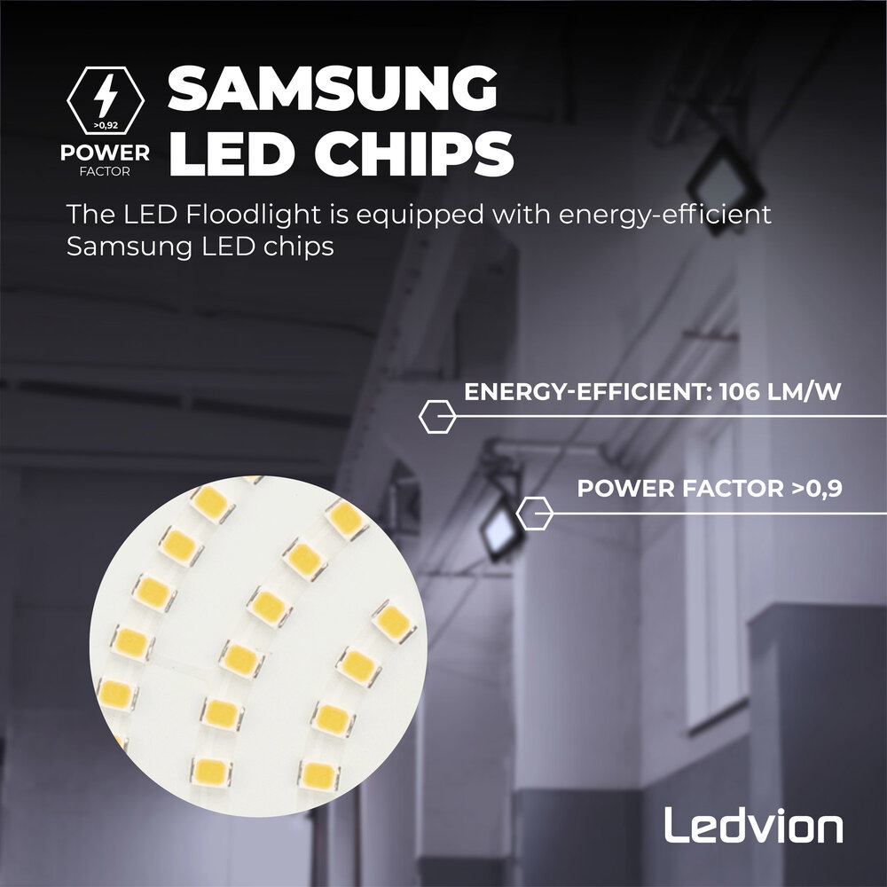 Ledvion Samsung Projecteur LED 100W - 10.690 Lumen - 6500K