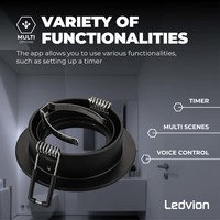 Ledvion LED Spot Encastrable Noir - Rio - Smart WiFi - Dimmable - RGB+CCT - 6 pièces