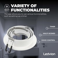 Ledvion LED Spot Encastrable Blanc - Rio - Smart WiFi - Dimmable - RGB+CCT - 6 pièces