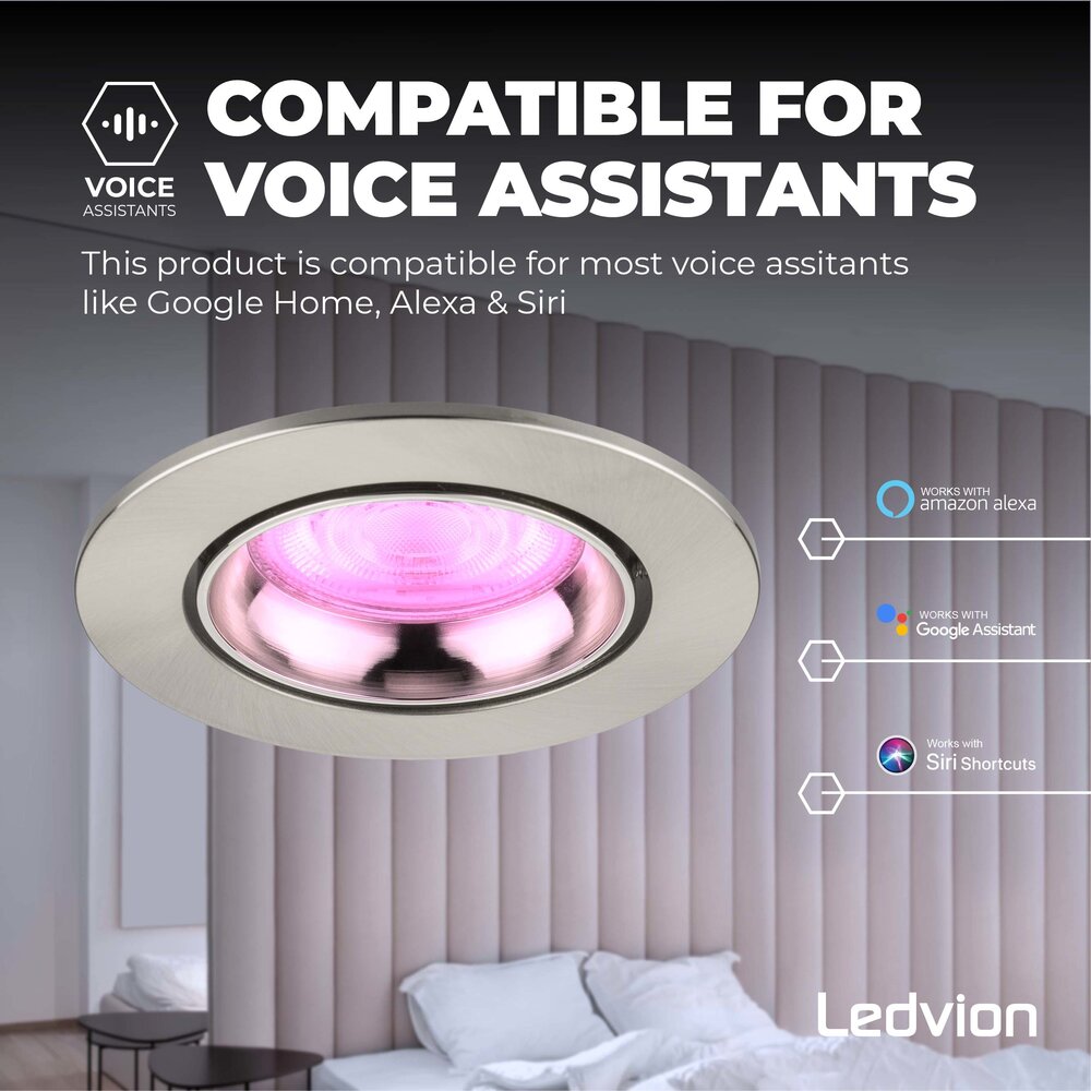 Ledvion LED Spot Encastrable Inox - Rio - Smart WiFi - Dimmable - RGB+CCT