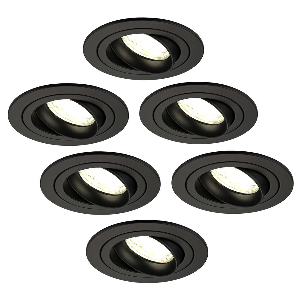Ledvion Spot Encastrable LED - Dimmable - Noir - Tokyo - 5W - 4000K - Ø92mm - 6 pièces