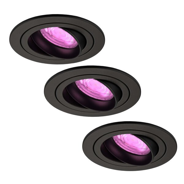 Ledvion LED Spot Encastrable Noir - Tokyo - Smart WiFi - Dimmable - RGB+CCT - 3 pièces