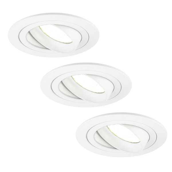 Ledvion Spot Encastrable LED - Dimmable - Blanc - Tokyo - 5W - 4000K -  Ø92mm - 3 pièces