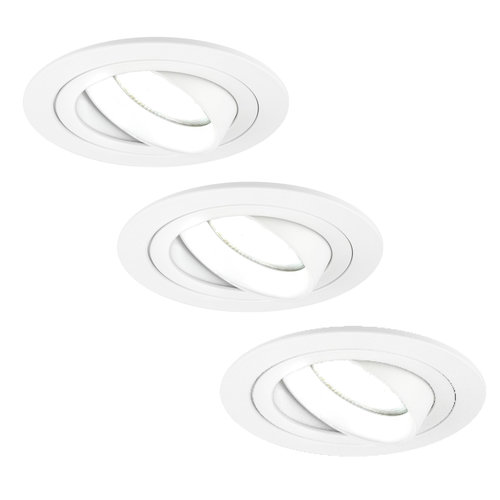 Ledvion Spot Encastrable LED - Dimmable - Blanc - Tokyo - 5W - 6500K -  Ø92mm - 3 pièces