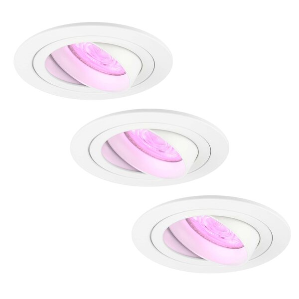 Ledvion LED Spot Encastrable Blanc - Tokyo - Smart WiFi - Dimmable - RGB+CCT - 3 pièces