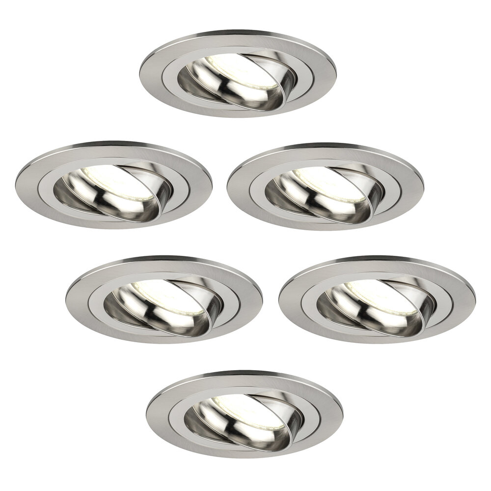 Ledvion Spot Encastrable LED - Dimmable - Inox - Tokyo - 5W - 4000K - Ø92mm - 6 pièces